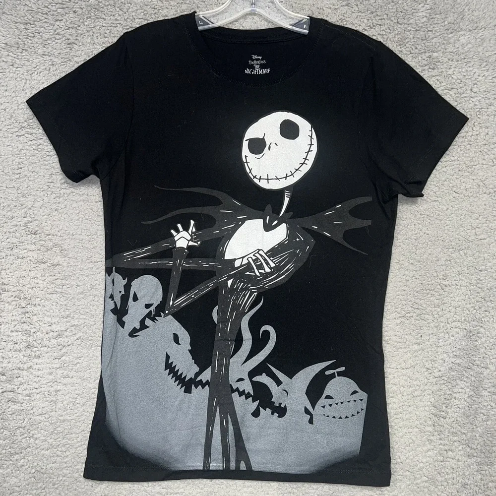 Disney Tim Burton Nightmare Before Christmas T Shirt Sz L‎ Jack & Sally 2-Sided